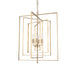 Antiqued gold geometric four-light metal chandelier with dimmable design, modern style lighting fixture by HomeRoots