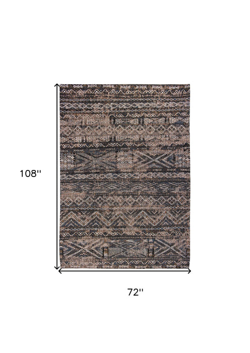 7' x 9' Oriental Non Skid Area Rug - Gray And Beige