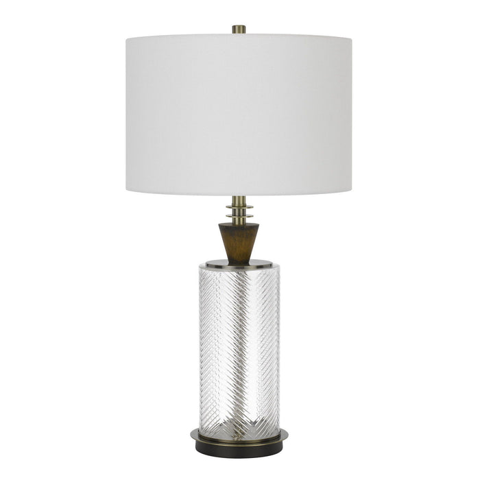 30" Metal Table Lamp With Empire Shade - Clear White