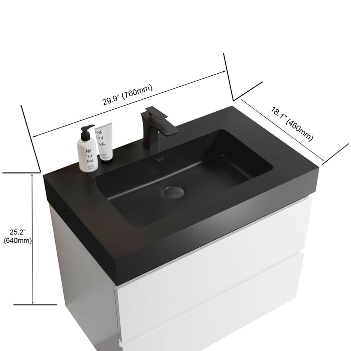 Giga Alice wall-mounted bathroom vanity with large storage, one-piece sink basin, modern design, without drain or faucet.