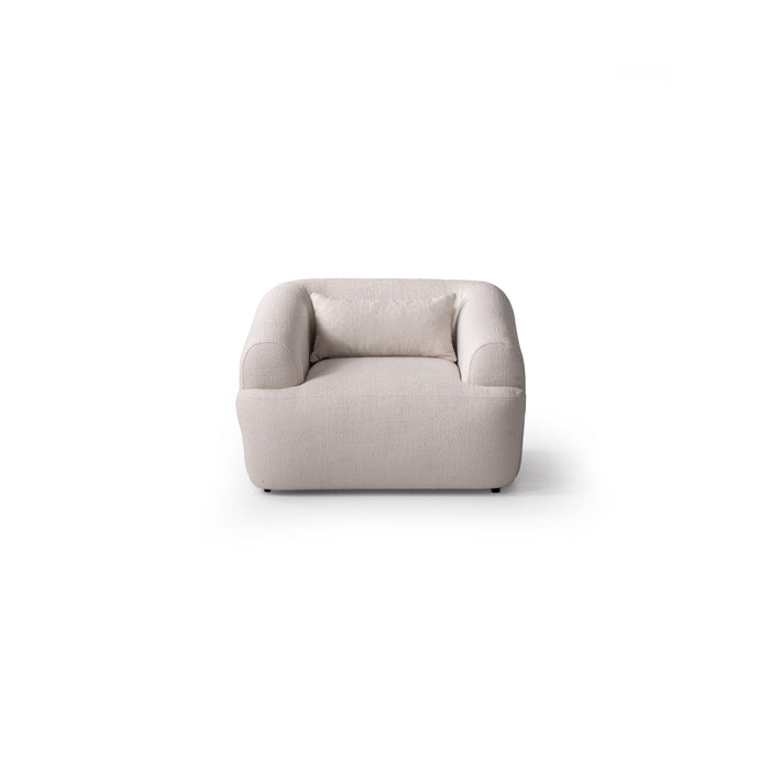 Boucle Arm Chair With Lumbar Pillow - White