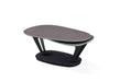 Gray and black faux marble and metal oval coffee table from HomeRoots, modern design with sleek oval shape.