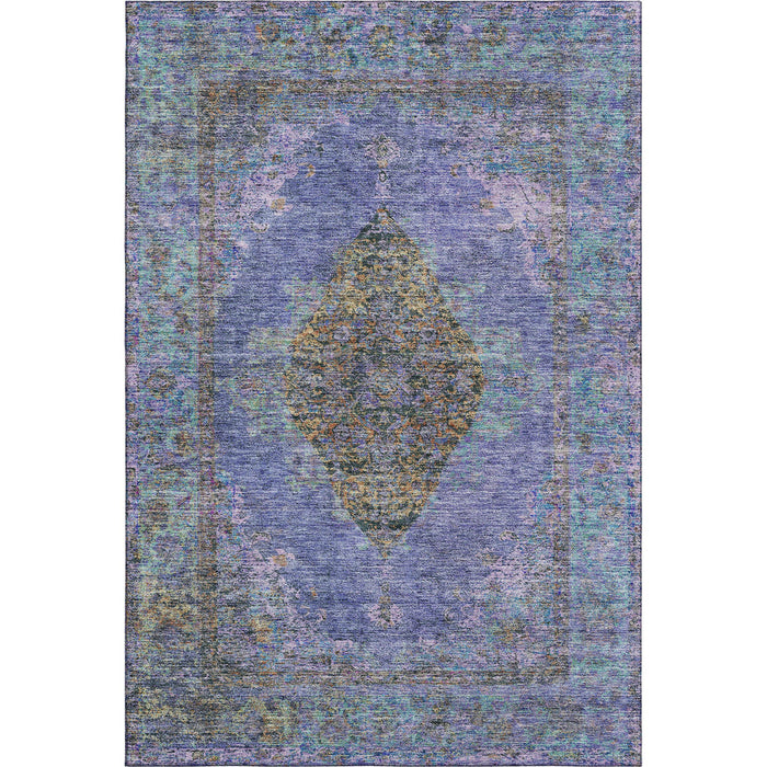 10' X 14' Medallion Washable Area Rug With UV Protection (714859) - Purple / Teal