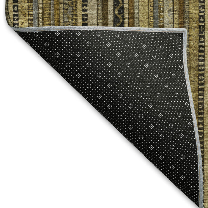 10' X 14' Striped Washable Area Rug With UV Protection (696200) - Brown / Beige / Gray