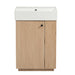 Giga bathroom vanity with sink, freestanding wood grain cabinet featuring storage drawers and modern design.
