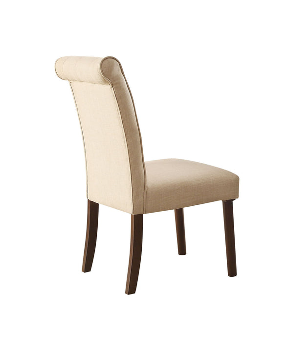 Tufted Linen And Solid Wood Dining Side Chairs (Set of 2) - Beige