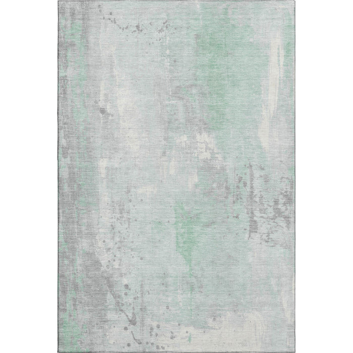 10' X 14' Abstract Washable Area Rug With UV Protection (705401) - Mint Green / Ivory