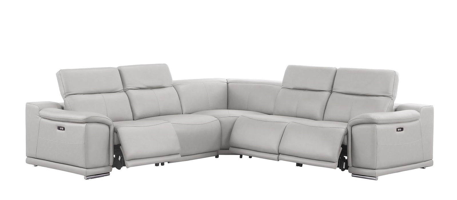 Leather Modular L Shaped Five Piece Corner Sectional - Ash / Gray