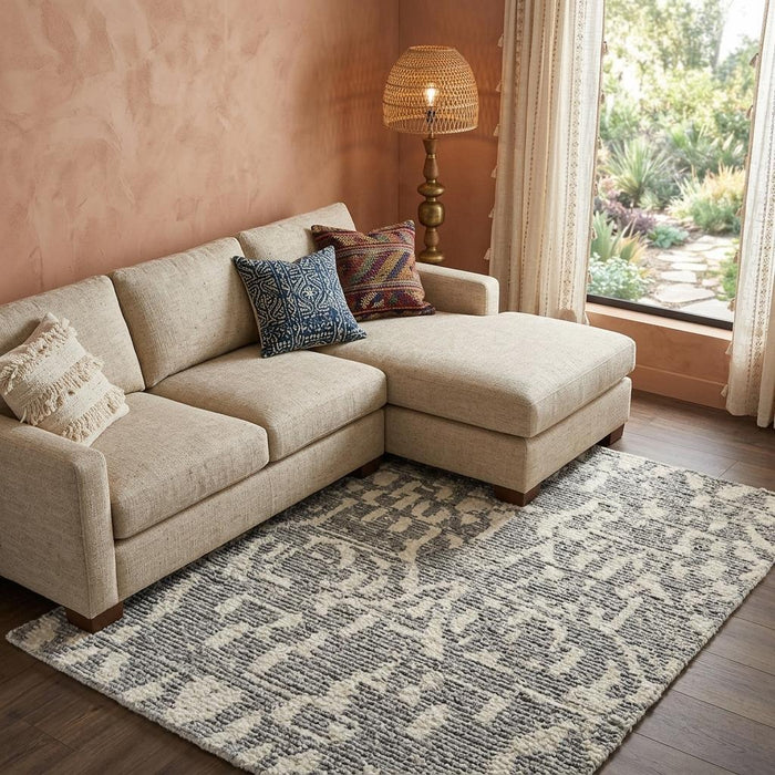 12' X 15' Abstract Hand Tufted Area Rug (744450) - Gray / White