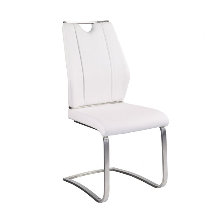 Upholstered Leather Dining Room Chairs (Set of 2) - White