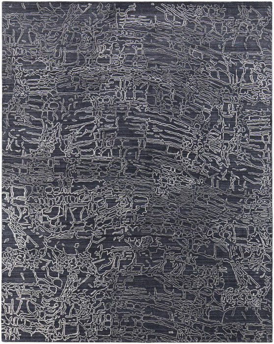 9' x 12' Abstract Hand Woven Area Rug - Black Gray And Ivory