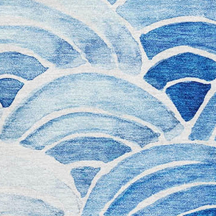 5' X 8' Geometric Washable Area Rug With UV Protection (645806) - Blue / Ivory / Gray