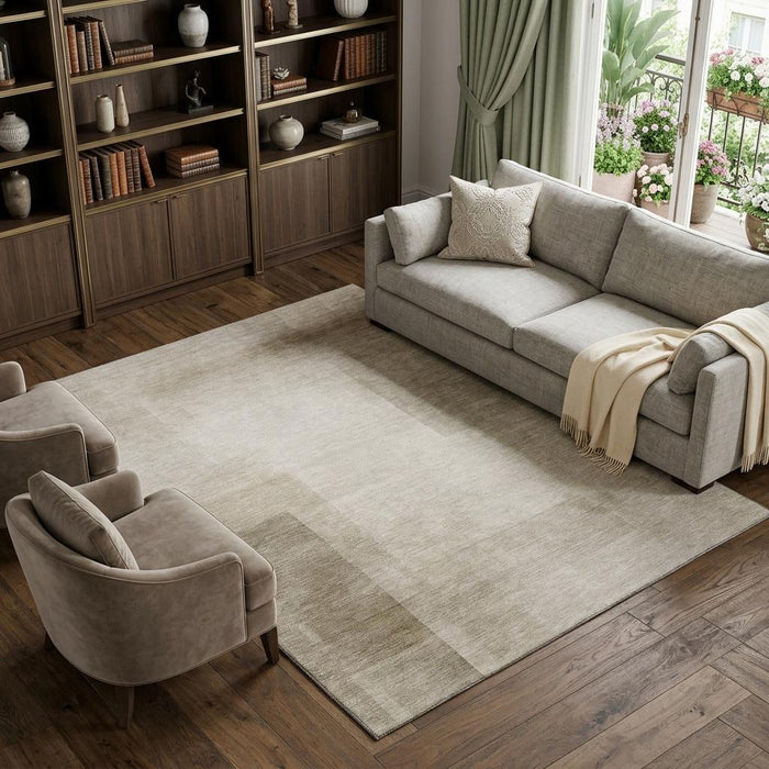10' X 14' Geometric Washable Area Rug With UV Protection (692493) - Khaki / Ivory
