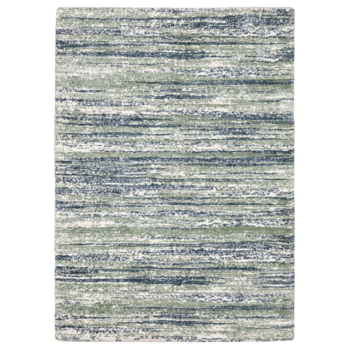 10' X 13' Striped Distressed Area Rug - Blue And Green