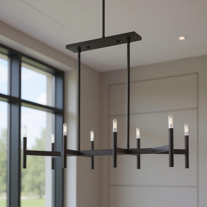 19" Eight Light Dimmable Chandelier With Shades - Bronze