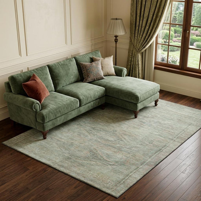 10' X 14' Abstract Geometric Washable Area Rug With UV Protection (695414) - Teal / Sage / Copper