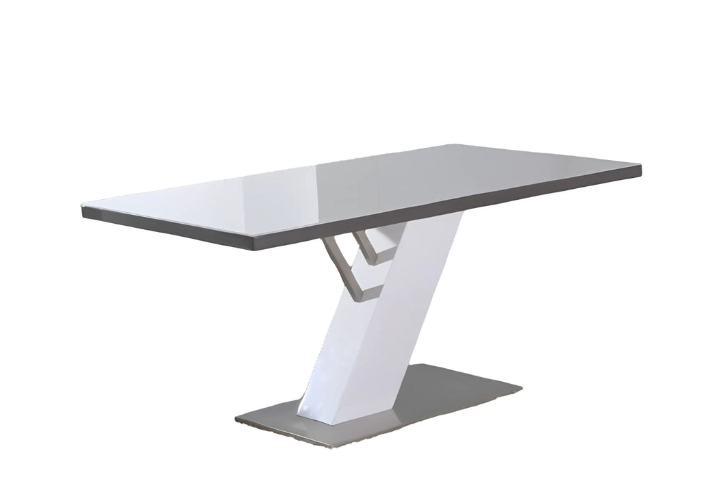63" Wood And Metal Pedestal Base Dining Table - White