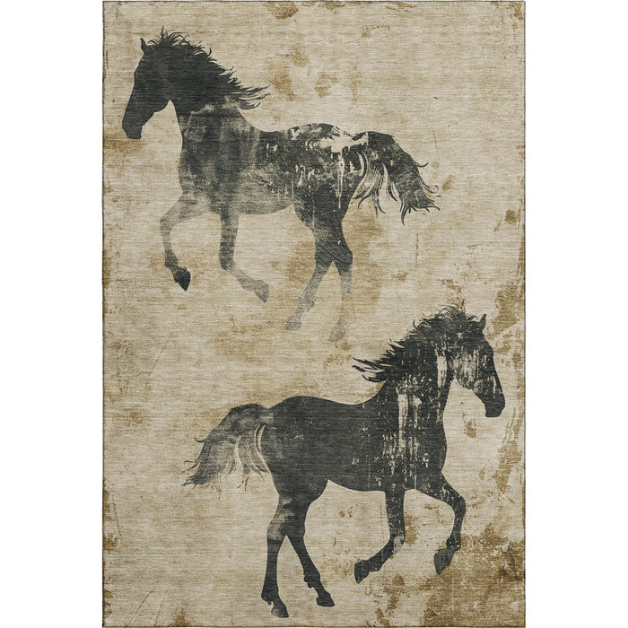 10' X 14' Animal Print Washable Area Rug With UV Protection (698956) - Beige / Charcoal / Gray