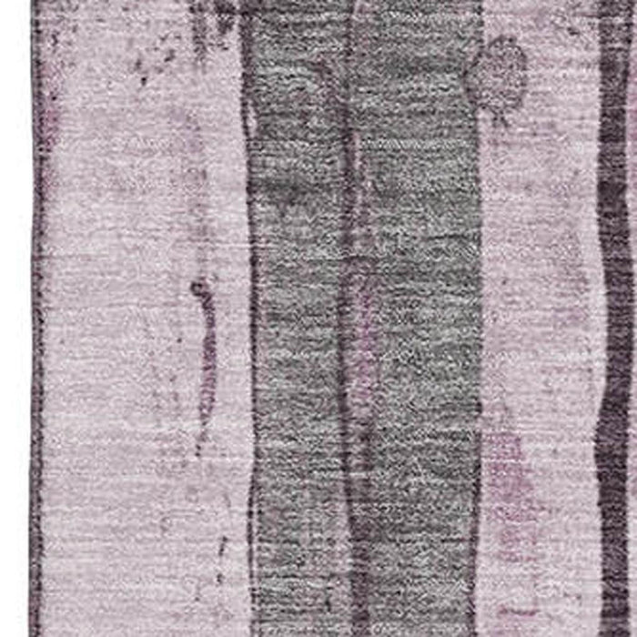 10' X 14' Striped Washable Area Rug With UV Protection (706475) - Pink / Gray