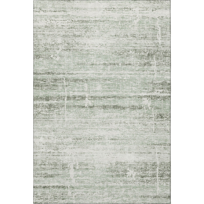 8' X 10' Abstract Washable Area Rug With UV Protection - Sage / Ivory