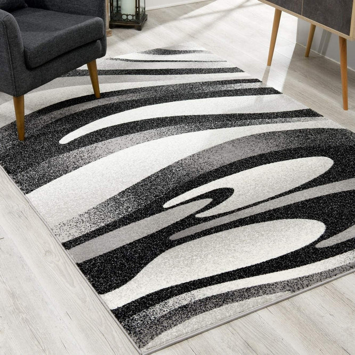 8' x 10' Modern Abstract Dhurrie Polypropylene Area Rug - Gray