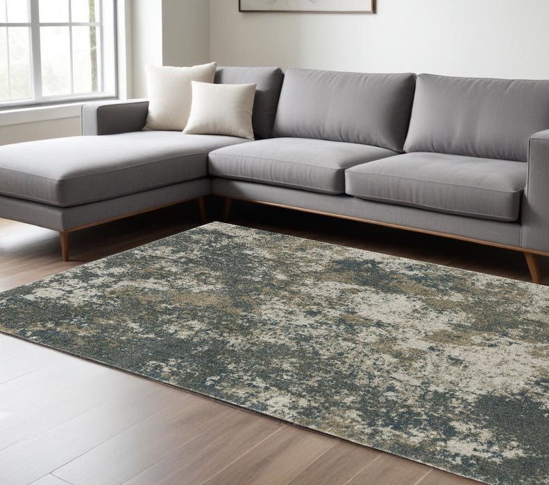 10' x 13' Abstract Power Loom Area Rug - Tan And Gray