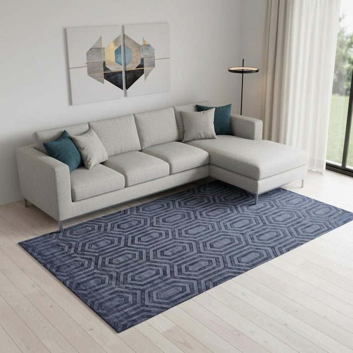 8' X 10' Geometric Hand Woven Area Rug (565660) - Blue