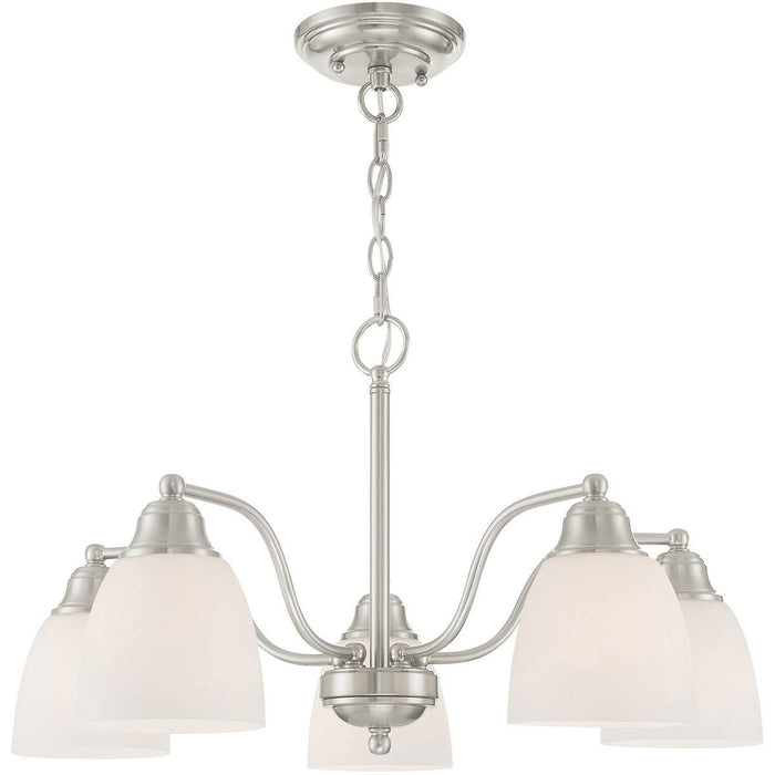 13" Five Light Dimmable Chandelier With Shades - Nickel