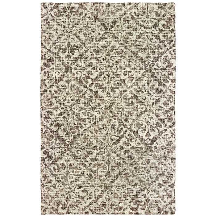 10' X 13' Wool Floral Hand Tufted Area Rug (576315) - Brown / Ivory