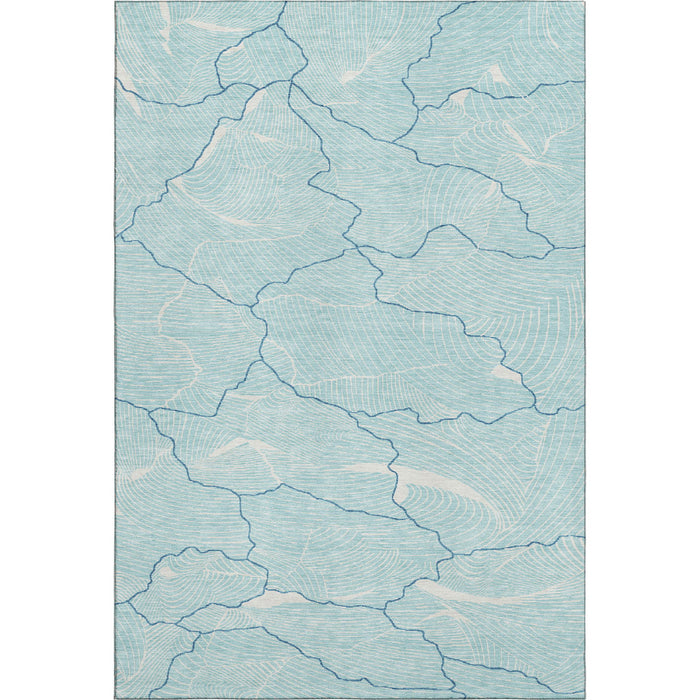 10' X 14' Abstract Washable Area Rug With UV Protection (682175) - Aqua / Teal / Ivory