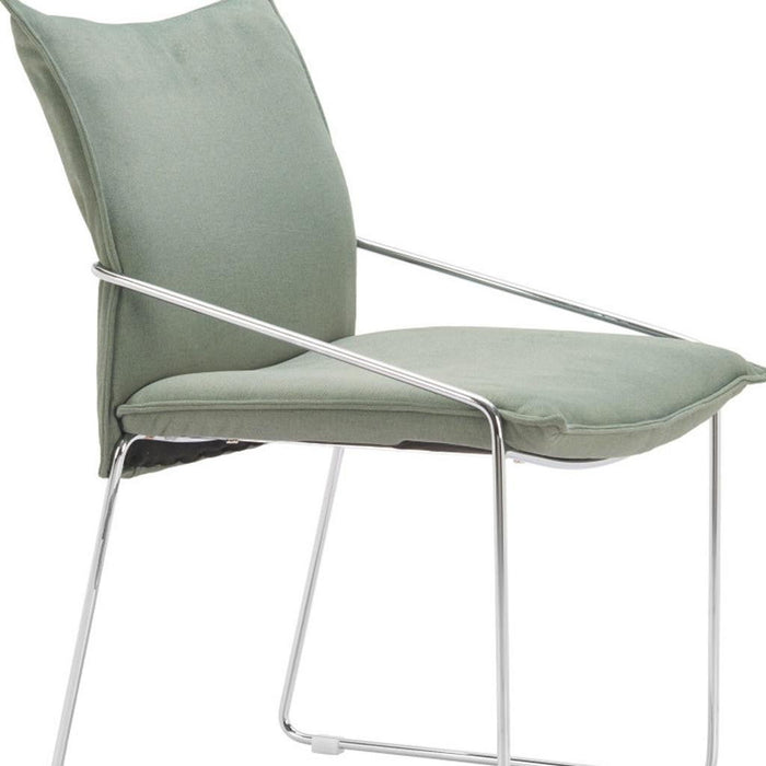 Upholstered Fabric Dining Arm Chairs (Set of 2) - Green / Silver