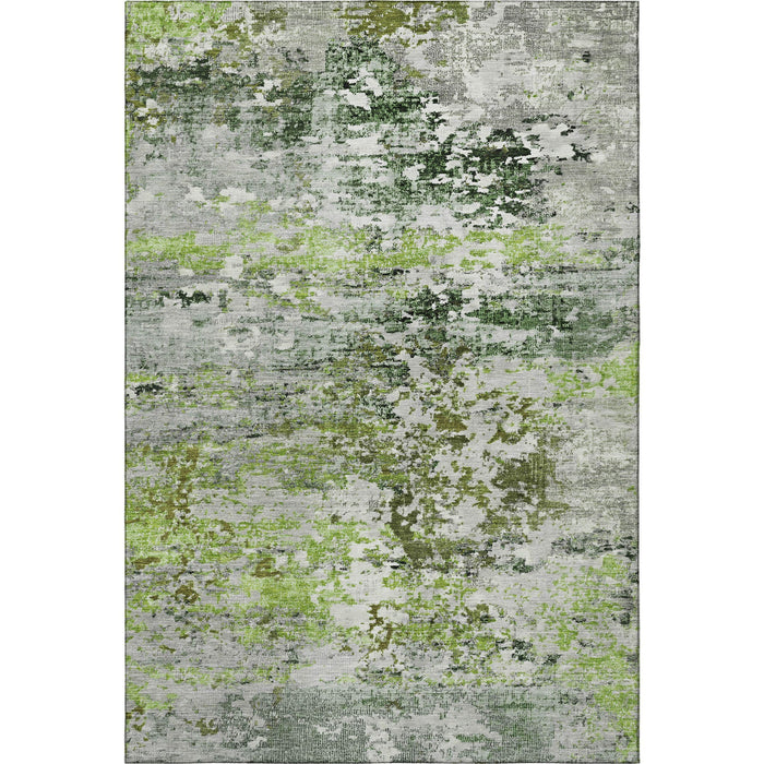 10' X 14' Abstract Washable Area Rug With UV Protection (704957) - Artichoke Green / Ivory