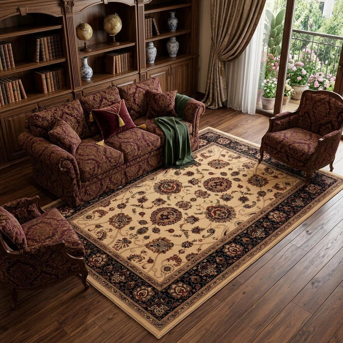 10' X 13' Oriental Area Rug (574347) - Ivory / Black