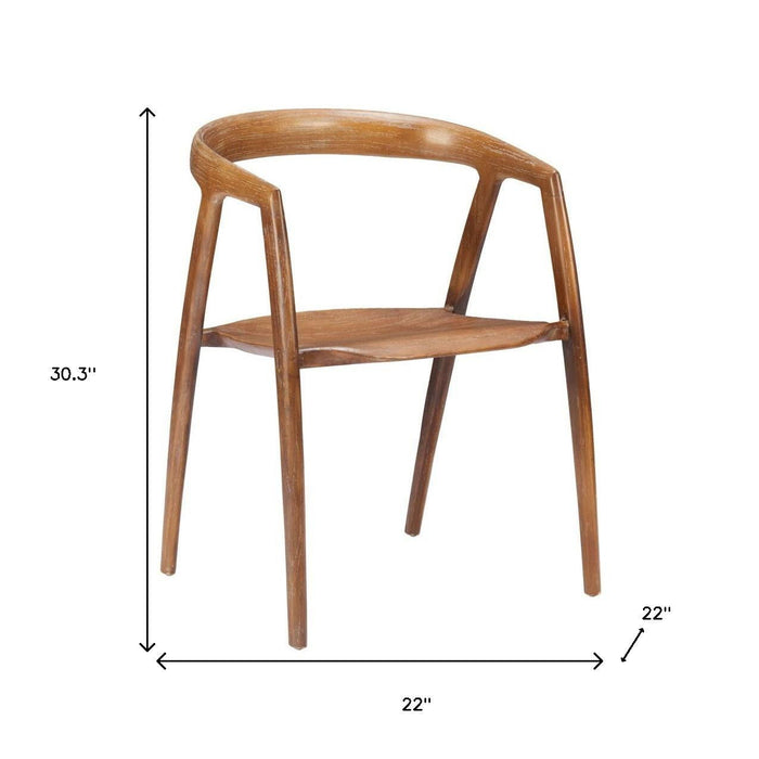 Solid Wood Open Back Dining Arm Chairs (Set of 2) - Walnut / Brown