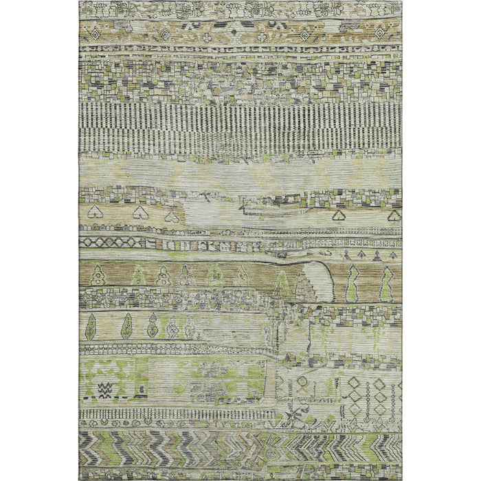 10' X 14' Striped Washable Area Rug With UV Protection (705197) - Beige / Green / Gray