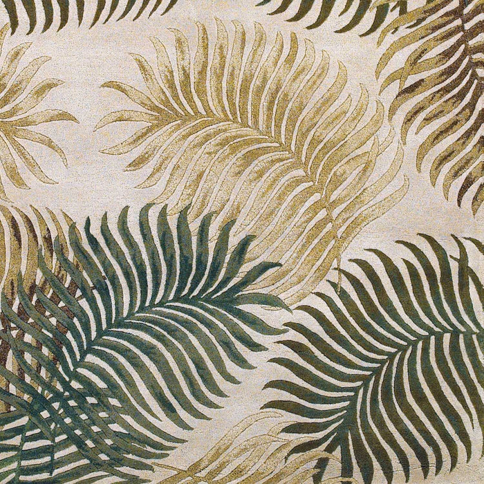 8' x 11' Hand Tufted Tropical Leaves Indoor Area Rug - Natural Beige