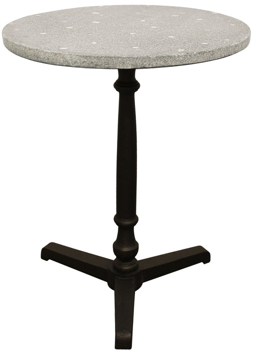 24" Stone And Iron Round Dining Table - Gray