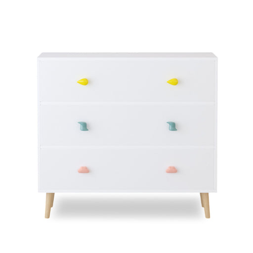 Giga 3-drawer dresser with anti-tip safety, featuring a sleek wood finish and sturdy storage drawers for bedroom organization.