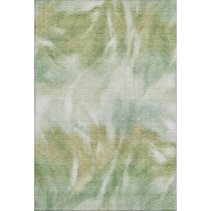 10' X 14' Abstract Washable Area Rug With UV Protection (717681) - Green / Ivory