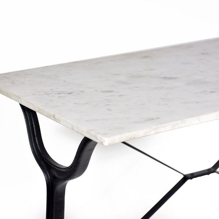 Marble And Iron Rectangular Bar Table - White / Black