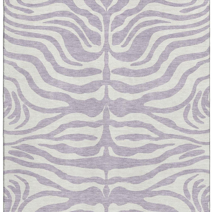 10' X 14' Animal Print Washable Area Rug With UV Protection (681779) - Lavender / Ivory