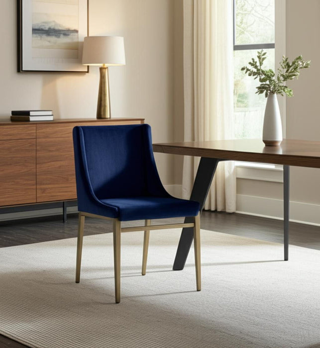 Upholstered Fabric Wing Back Dining Side Chairs (Set of 2) - Blue
