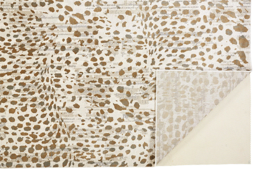 12' x 15' Abstract Stain Resistant Area Rug - Brown And Ivory
