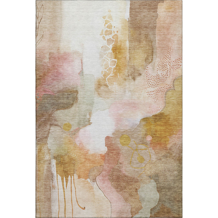 10' X 14' Abstract Washable Area Rug With UV Protection (714787) - Mauve / Copper