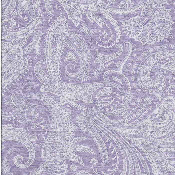 10' X 14' Paisley Washable Area Rug With UV Protection (654668) - Lavender / Ivory