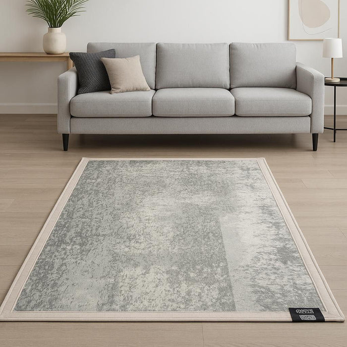 7' X 9' Abstract Washable Area Rug With UV Protection (609890) - Gray / White / Brown
