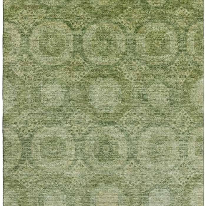 10' X 14' Abstract Geometric Washable Area Rug With UV Protection (708265) - Artichoke Green / Sage