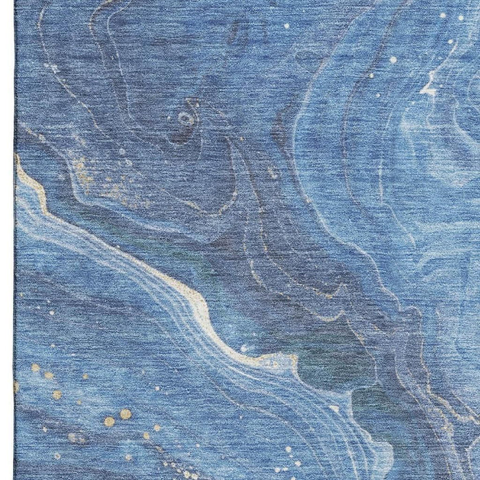 10' X 14' Abstract Washable Area Rug With UV Protection (697632) - Blue / Gold / Ivory