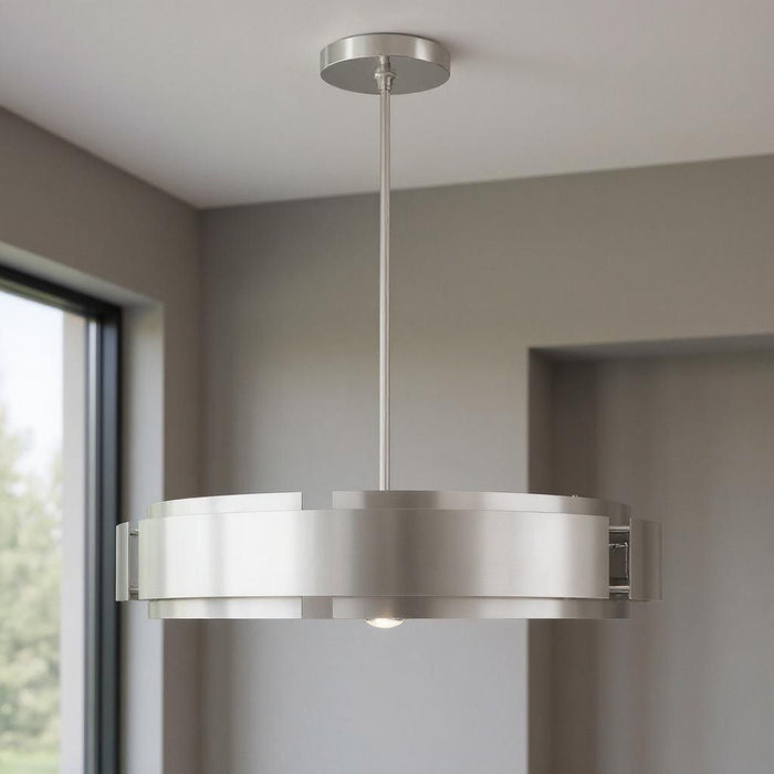 16'' Seven Light Dimmable Chandelier With Shades - Nickel