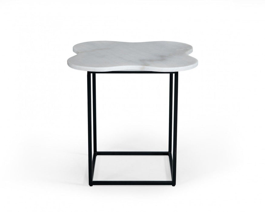 Marble Free Form End Table - Black And White